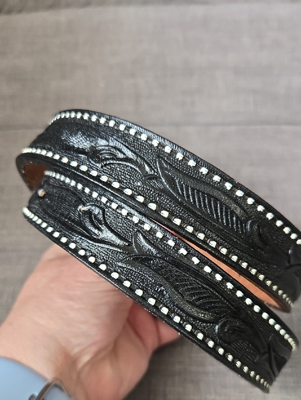 Echo Black Tooled Leather Belt